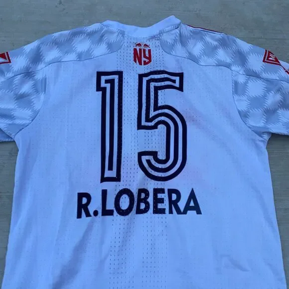 Red Bull New York Adidas Jersey White Red AEROREADY Men’s Medium #15 R. Lobera - Picture 6 of 8